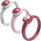 icooci 3/1 Packs Silicone Women's Rings - Gemstone Double Rings -Rubber Wedding Bands - Women's Diamond Bands