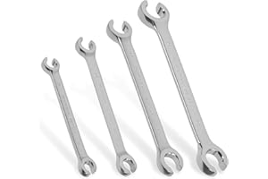 4-Piece Flare Nut Wrench Set, Metric Brake Line Wrench Set 9 to 17 mm, 15 Degree Offset Double Open End, Professional CR-V Of