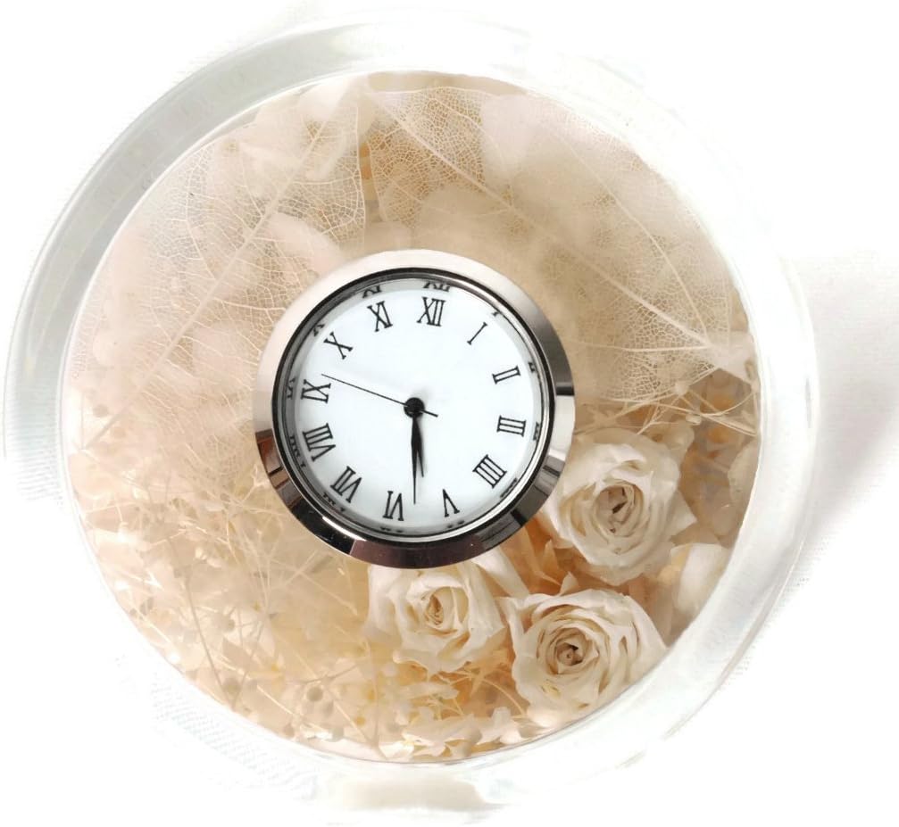 Natural Preserved Flowers in Durable Acrylic Clock Case-White