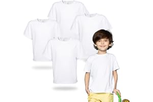 METFUIN 4 Pack Toddler Blank Sublimation T-Shirt,Modal Crew Neck Short Sleeve, T-Shirt for Kids Baby Children