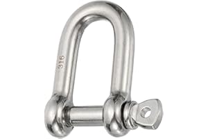 PATIKIL Screw Pin Shackle 10mm 3/8" 1100lb, 316 Stainless Steel Forged D Shackle Marine Grade for Chains Wire Rope Outdoor, S