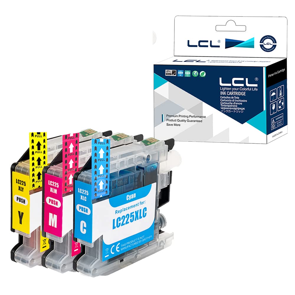 LCL LC225 Ink Cartridge Compatible with Brother LC225 LC225XL LC225XLC LC225XLM LC225XLY for MFC-J4420DW J4620DW J4625DW DCP-J4120DW MFC-J5320DW J5620DW J5625DW J5720DW (1Cyan 1Magenta 1Yellow)