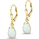 14K Gold Plated Gemstone Teardrop Earrings for Women – Birthstone Jewelry – Dainty Leverback Earrings in Gold Over 925 Sterling Silver – Elegant Gift for Women