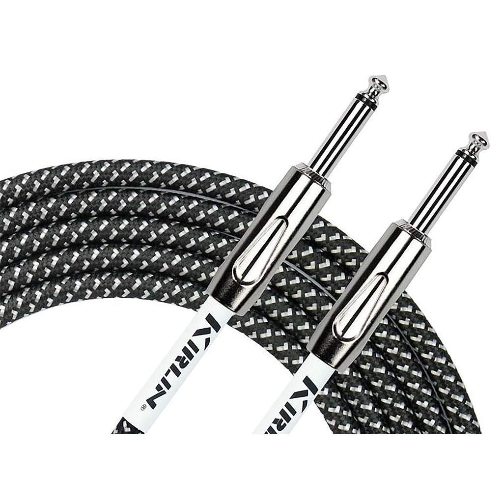 Kirlin IWC201PNBK-20FT Fabric Straight Instrument Cable Guitar Lead, Black, 20 ft