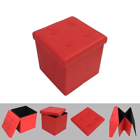 Todeco - Almacenamiento Banco, Almacenamiento Otomano Plegable de Cuero