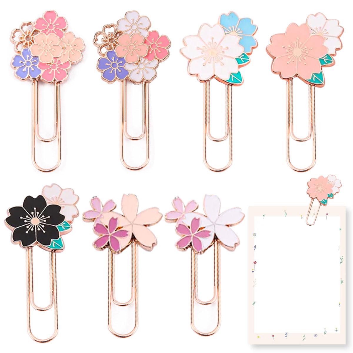7 PCS Cherry Paper Clips Metal Paperclip Large Size Paper Clip Cute Bookmark Colorful Office Supplies Present for Teacher & Students, Bookmark Clamp Desk Accessories Stationery for School