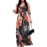 Nxidvxne Polynesian Dress for Women 3/4 Sleeve Maxi Dress Puletasi Samoan Womans Summer Bodycon Skirt Hibiscus Elegant S-5XL