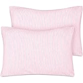 Zenssia Organic Cotton Toddler Pillowcase/Travel Pillowcase Pack of 2 Set 13x18 Inches with Envelope Closure - Soft & Breathable Baby Pillow Case Cover Pink Stripe