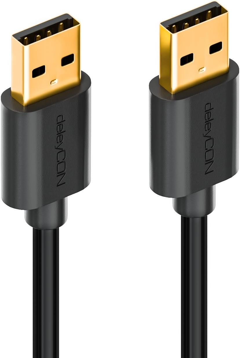 deleyCON 3.0m (9.84 ft.) USB 2.0 High Speed Data Cable - USB A Plug to USB A Plug - Shielded & Flexible Cable - Fast Data Transfer - Black - Image 4