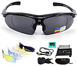 Polarized Sports Sunglasses with 5 Interchangeable Lenses for Men Women Cycling Glasses UV400 Lightweight in Cycling, Fishing, Running, Driving, Golf