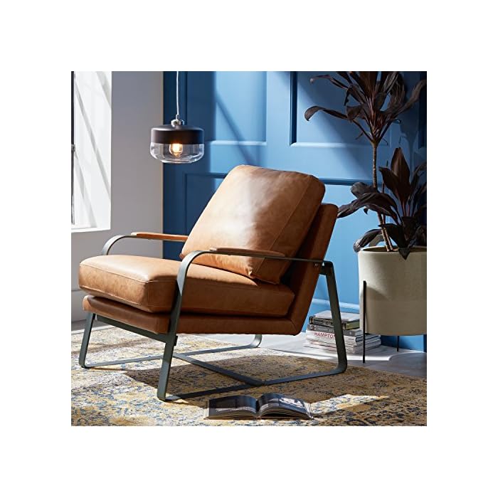 Amazon Brand Rivet Summit MidCentury Modern Leather Accent Chair