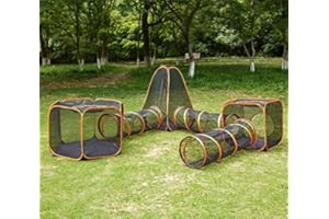 Outdoor Cat Enclosures,6-in-1 Cat Tent with Cat Tunnel for Indoor and Outdoor,Portable Cat Playpen Play Tents for Cats Rabbit