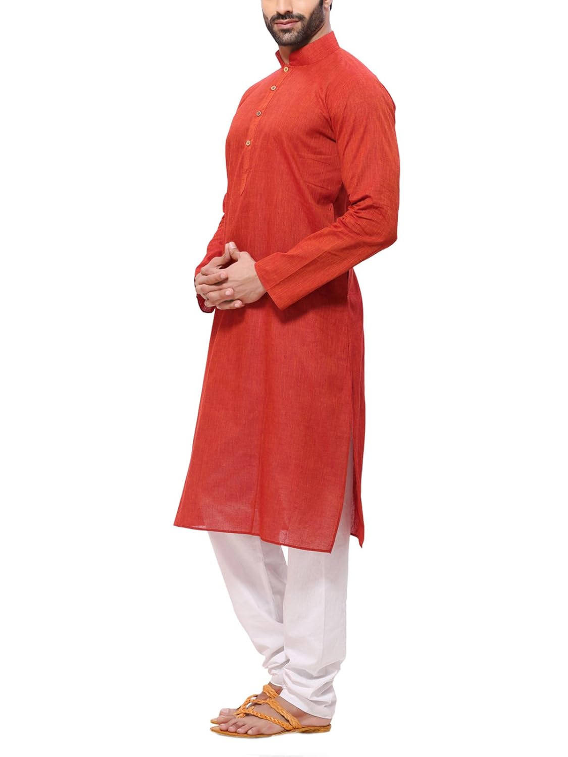 rg designers men's handloom red a kurta pyjama