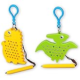 Svance Magnetic Drawing Board for Kids Toddlers with Beads Magnet Stylus Pen - Keychains Magnetic Dot Airplane & Car Ride Road Trip Activities Travel Toys (Yellow Dinosaur + Green Pterosaur)