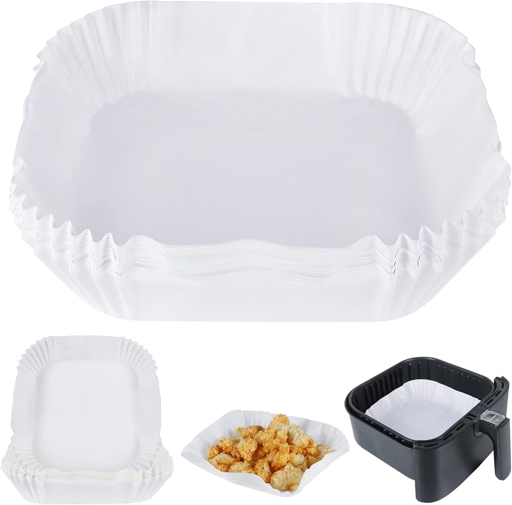 BYKITCHEN 50PCS Air Fryer Liners 6.5in Inner 8.3in Outer Greaseproof Square