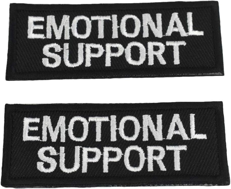 Emotional Support Vest Patches - Embroidered 2 Pack - with Hook and Loop Backing for Animal Vest Harnesses, Collars, Leashes (Medium)