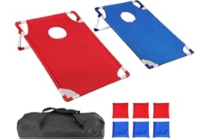 Portable Cornhole Set - Cornhole Board Set | Corn Hole Games for Adults | 22.8 X 20 Inch Bean Bag Toss Game | Includes 6 Bean