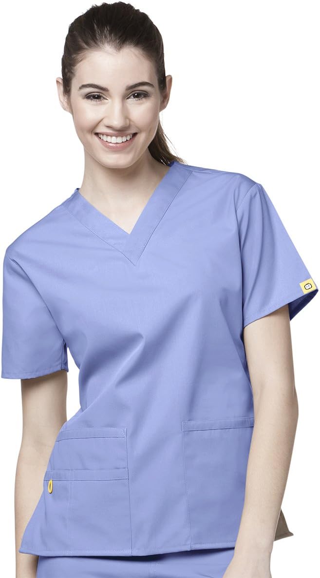 Amazon Com Bravo 5 Pockets V Neck Top Color Ceil Blue Size