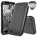 LG X Power 2 M320/LG Fiesta LTE/LG X Charge/LG Fiesta 2 Case, with TJS [Full Coverage Tempered Glass Screen Protector] Shock Absorbing Armor Case Cover Carbon Fiber Back with Hard TPU Inner Layer