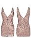 Memorose Womens Sexy Plunging V Neck Sleeveless Sequin Bodycon Halter Mini Dress Gold S