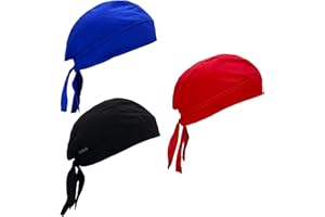 OWONIULE Cotton Doo Rag Skull Cap Sweat Wicking Head Wraps Breathable Helmet Liner Beanie Dew Rags for Men