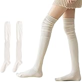 VASANA Women’s Thigh High Socks Cotton Over the Knee Leg Warmer Extra Long Knee High Socks Fashion Boot Stockings (Beige)