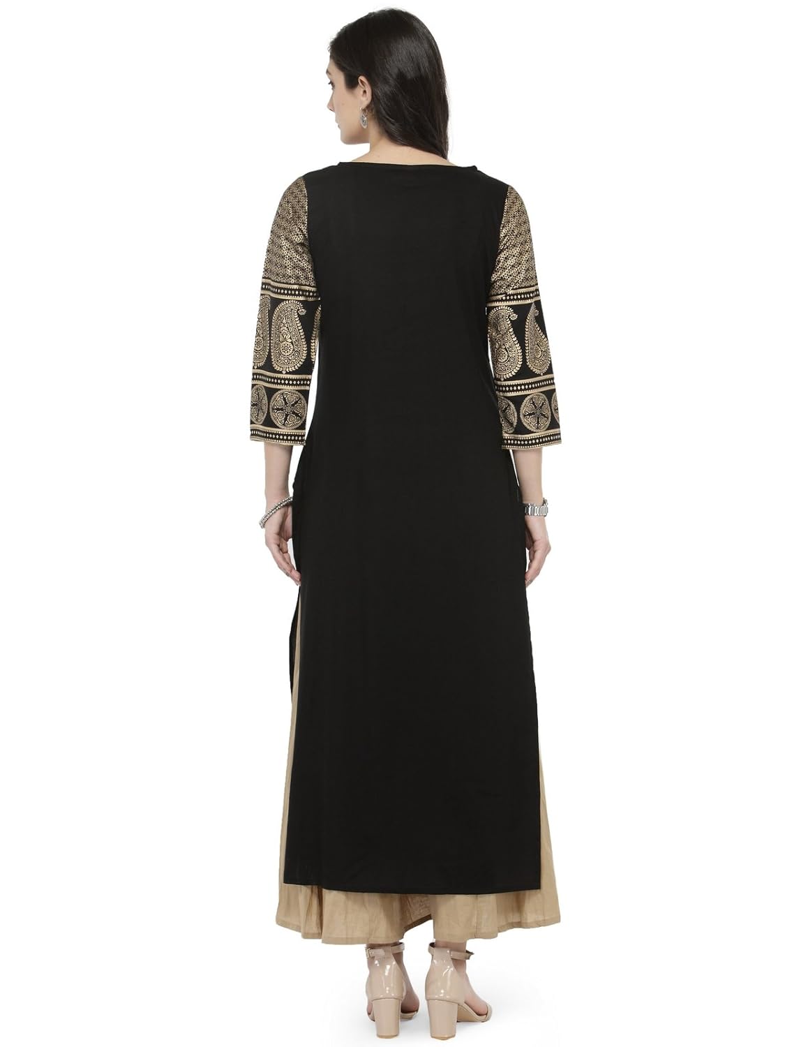 varanga black printed kurta with beige solid palazzo kff-var118165_pz17182