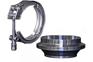 2" ID to 2.5" OD Exhaust Pipe Adapter, 2 to 2 1/2 Transition V-Band Flange Clamp Assembly (2 PACKS)