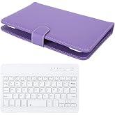 V BESTLIFE Keyboard, 7 Inch Universal Wireless Keyboard for Bluetooth 3.0 with PU Leather Case for 4.5‑6.8 Inch Screen Phones for Android for Windows(Purple)