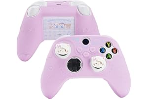 GeekShare Protective Skin Grips Set Compatible with Xbox Series X/S Controller, Sweet Purple Silicone Cover Case for Xbox Controller with 2 Thumb Grip Caps and 2 Stickers - Mikko