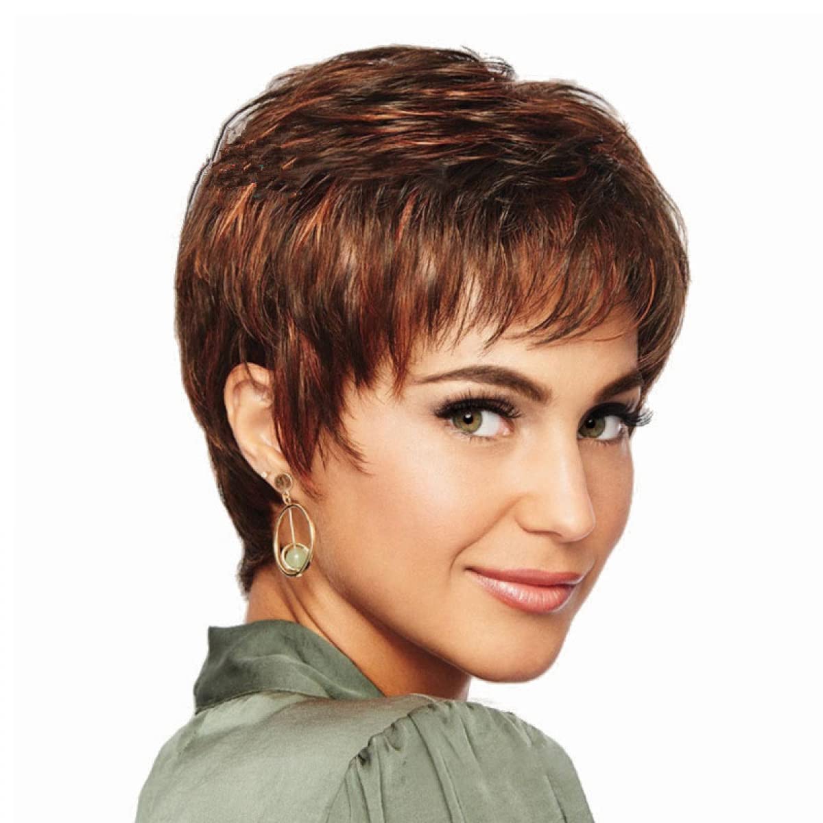 Pixie Cut Wig for Women - Short Hair Mixed Color Natural Appearance Fluffy Straight Suitable for Every Skin Tone, Everyday Use and Costume