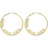 Sorority Shop Kappa Alpha Theta- Hoop 18K Gold Plated Dainty Earrings for Women - Kappa Alpha Theta Jewelry with Ideal 2" Diameter Hoops - Kappa Alpha Theta Gifts