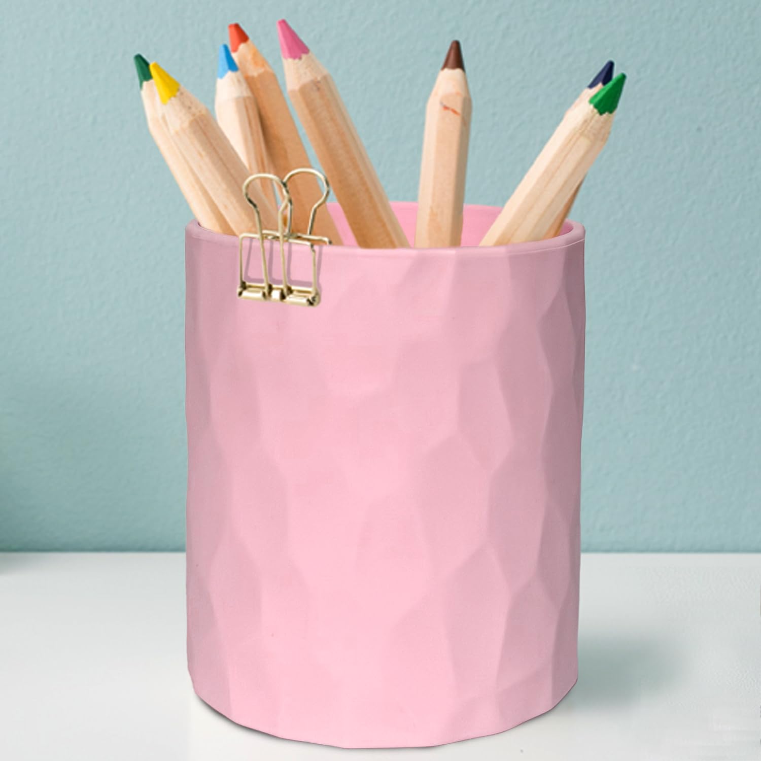 Kyduu Pen Holder For Desk, Pencil Holder, pen box, pen quiver, Nordic style waterproof silicone Pen holder organizer for office(Pink)