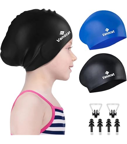 SOUL CAP JR - Bonnet De Bain Extra-large En Silicone Pour Enfants - Adapté Aux Cheveux Longs, Dreadlocks, Tresses, Coupes Afro, Sans BPA