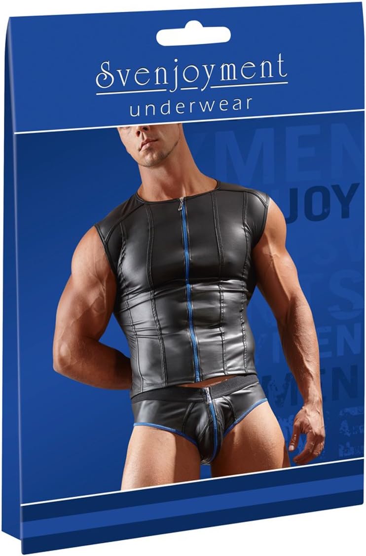Svenjoyment Underwear Men's Shirt with Blue Zipper, X-Large, Black, Black (Nero 001), XL - Image 3