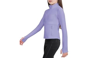 B&GCozy Girls Athletic Lightweight Jacket Full Zip Yoga Runing Track Riding Coat with Pocket 6-15 Years