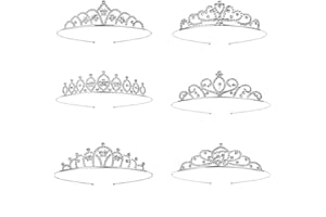 6pcs Silver Rhinestone Crown for Girls Women - Crystal Tiara Princess Crown for Birthday Party, Wedding, Prom, Pageant