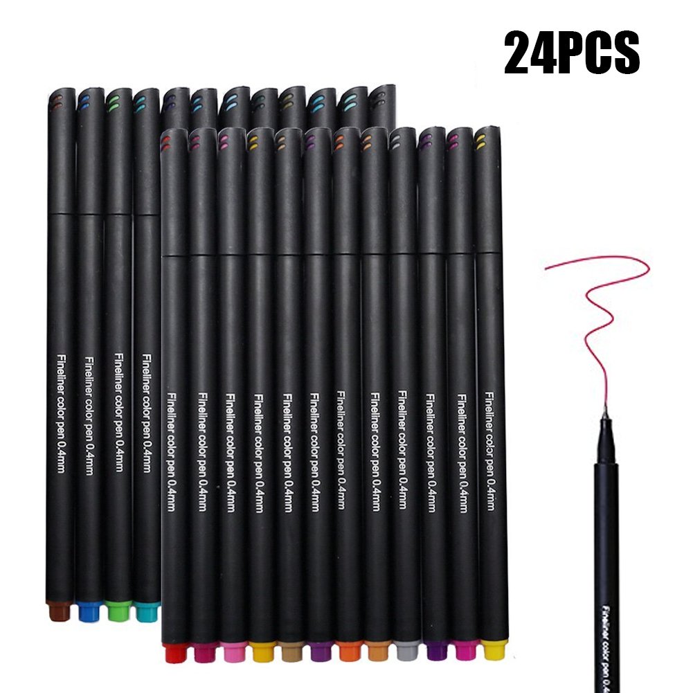 16 Pennarelli Colorati A Punta Fine 0,38 Mm HANKU - Per Bullet Journal, Disegno, Scuola E Ufficio - Inchiostro A Secco Rapido, Colori Vivaci, Confezione Portatile