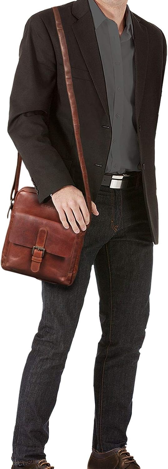 STILORD "Luan" Small Shoulder Bag Leather Vintage for Women and Men Messenger Bag with Tablet Compartment 10.1 Inches Cross Body Bag in Genuine Leather Colour:Vegetable Tanned Dark Brown - Image 3