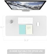 YSAGi Non-Slip Desk Pad 80x40 cm Waterproof PVC Leather White view 7