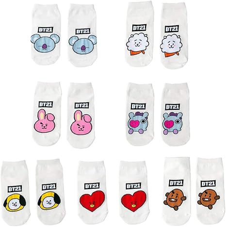 Amazon Co Jp Glorwefy Kpop 人気韓流 防弾少年団 靴下 ソックス 漫画 おもしろい 可愛い ショートソックス ファッション ストッキング 男女兼用 綿 保温 暖かい 快適な 柔軟性 吸収性 通気性 脱臭性 立体 四季通用 応援グッズ 7ペアセット ホーム キッチン