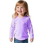 Witwot Toddler Girl Long Sleeve Shirts Soft Cotton T-Shirts Baby Girls Crewneck Basic Tees Tops for 18M-5T