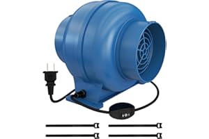 Artibear 3.5 Inch 168 CFM Inline Duct Ventilation Fan with 2 Speed Controller, Air Vent Blower for Hydroponic Grow Tent, Greenhouse, Workshop, Attics, Basement, Kitchens, Blue