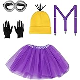 MZinge 5Pcs Halloween Costume Accessories Adult, Goggles/Beanie/Gloves, Halloween Cosplay Party Set (purple)