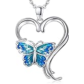 AOVEAO Butterfly Necklace 925 Sterling Silver Butterflies Pendant Necklace Animal Jewelry Gifts for Women