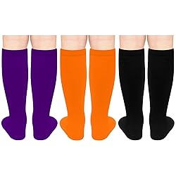 Girls Knee High Halloween & Soccer Socks - Orange