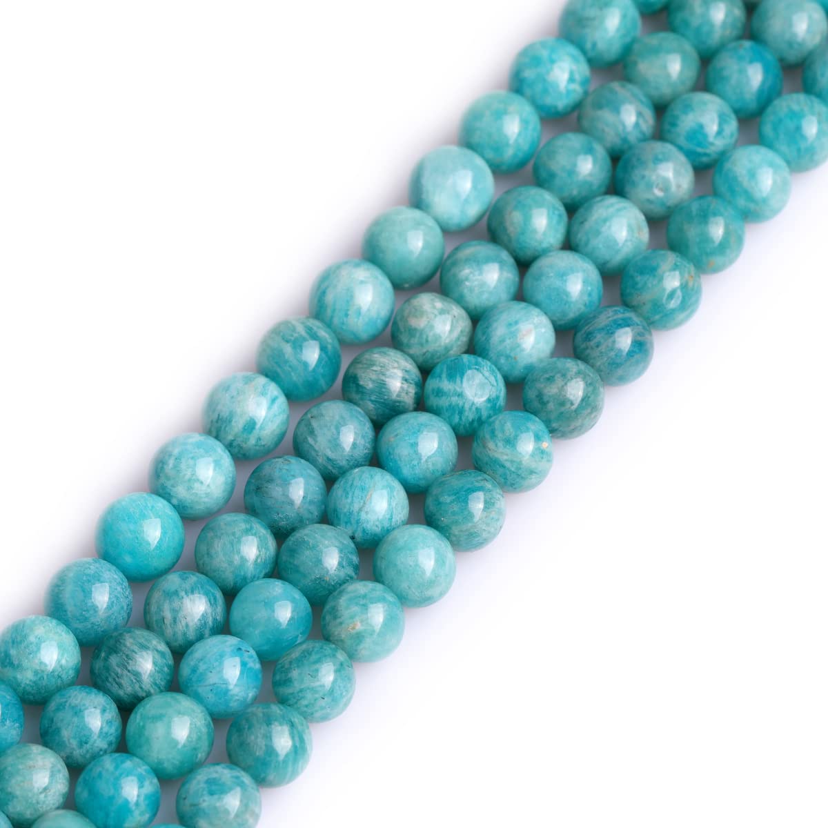 GEM-Inside Natural 8mm Green Amazonite Round Gemstone Semi Precious Loose Beads for Jewellery Making 15''