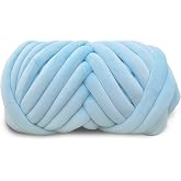 Velvet Chunky Bulky Giant Arm Knitting Yarn, Super Soft Jumbo Tube Weight, Fluffy DIY Crochet Hand Making Washable Yarn for Blanket, Pet Bed, Rugs, Pillow (1.1lb-Light Blue)