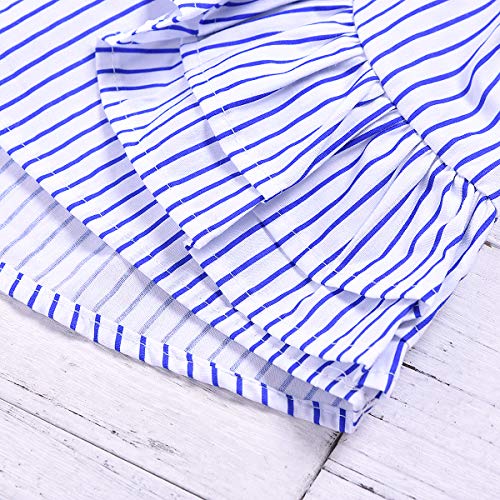 Kids Baby Girls Outfits White Sleeveless Crop Tops with Bow+Striped Tutu Ruffled Shorts Skirts Dress Summer Clothes Set (Striped Skirts, 2-3 Years) - Thumbnail 4