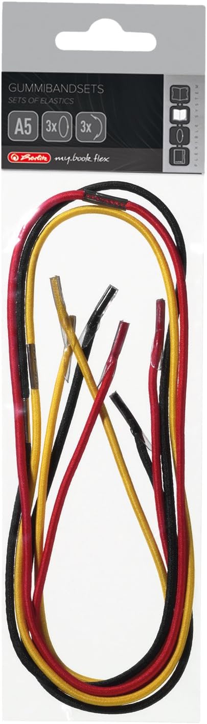 Herlitz 11366218 Rubber Band Set for My Book Flex a5 Black/Yellow/red, black / yellow / red